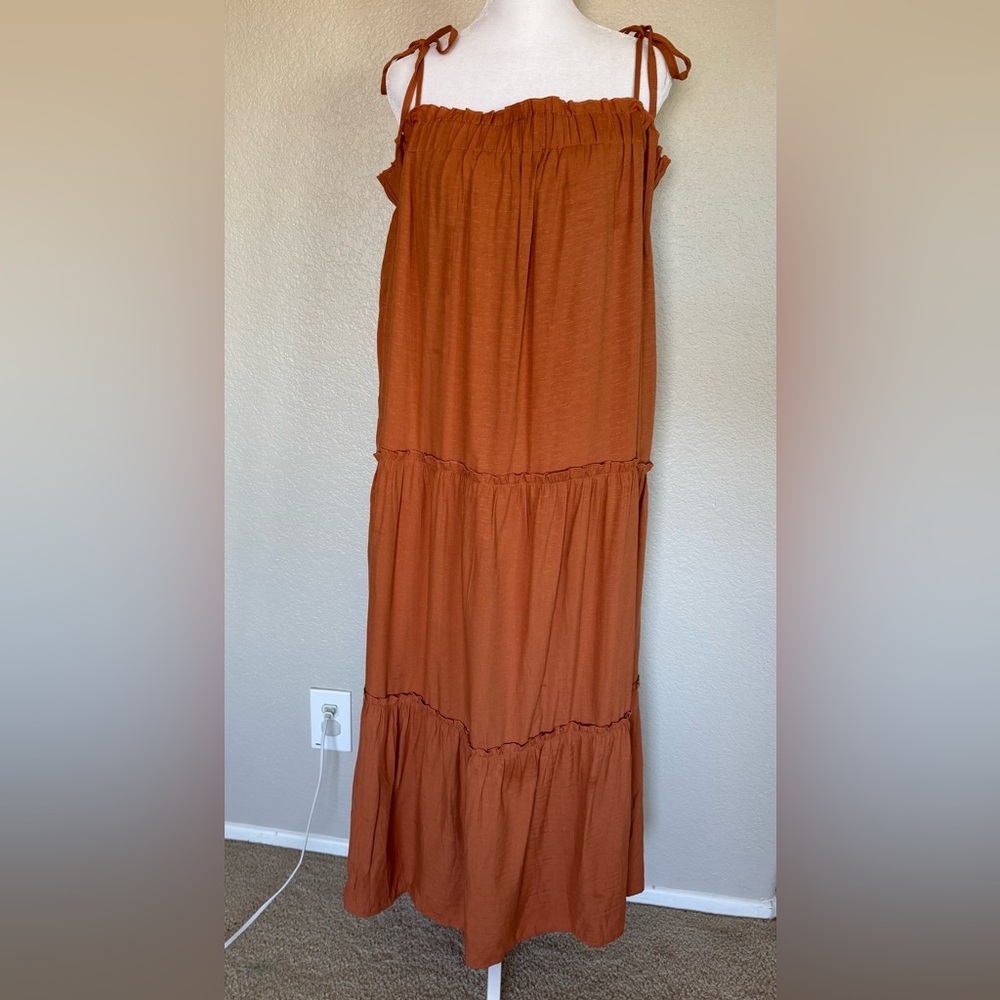 Rust Flowy Maxi Dress